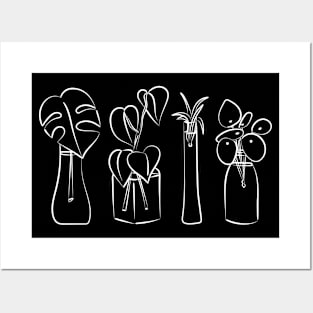 Plants in water bottles, white hand drawn illustration art Posters and Art